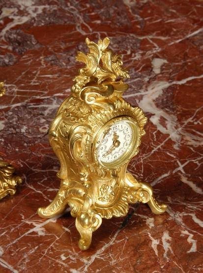 fig 1. Rare and Stunning Miniature French Boudoir Clock Set.